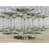 Vintage 1950s Floral Etched Tall Coupe Stems, Set of 12