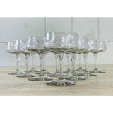 Vintage 1950s Floral Etched Tall Coupe Stems, Set of 12