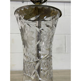 Vintage 1950s Floral Glass Table Lamps, Pair