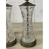 Vintage 1950s Floral Glass Table Lamps, Pair