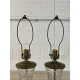 Vintage 1950s Floral Glass Table Lamps, Pair