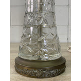 Vintage 1950s Floral Glass Table Lamps, Pair