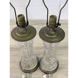 Vintage 1950s Floral Glass Table Lamps, Pair