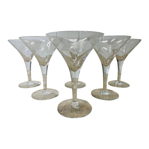 Vintage 1950s Martini Stems With Grape Design, Set of 6