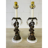 Vintage 1950s Metal Cherub Table Lamps, Pair