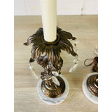 Vintage 1950s Metal Cherub Table Lamps, Pair