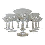 Vintage 1950s Mitre Cut Glass Coupes, Set of 10