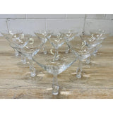 Vintage 1950s Mitre Cut Glass Coupes, Set of 10