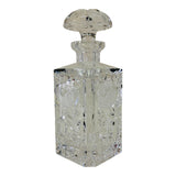 Vintage 1950s Rose Etched Square Glass Decanter