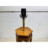 Vintage 1960s Arched Walnut Wood Table Lamp
