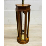 Vintage 1960s Arched Walnut Wood Table Lamp