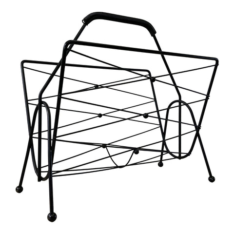 Vintage 1960s Atomic Style Black Magazine Rack