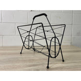 Vintage 1960s Atomic Style Black Magazine Rack