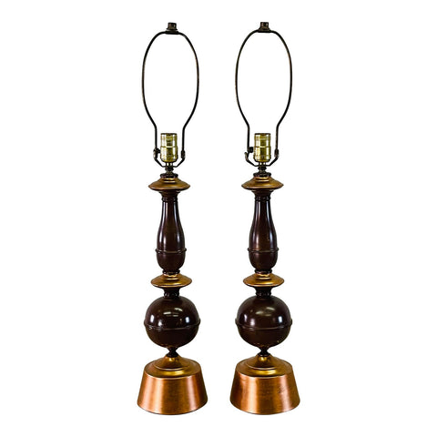 Vintage 1960s Atomic Style Table Lamps, Pair