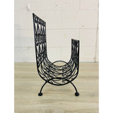 Vintage 1960s Black Scroll Metal Magazine Rack