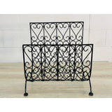 Vintage 1960s Black Scroll Metal Magazine Rack