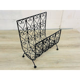 Vintage 1960s Black Scroll Metal Magazine Rack