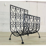 Vintage 1960s Black Scroll Metal Magazine Rack
