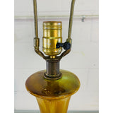 Vintage 1960s Brown & Green Drip Glaze Ceramic Table Lamp