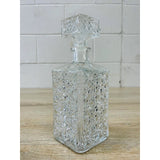 Vintage 1960s Diamond Style Square Glass Decanter