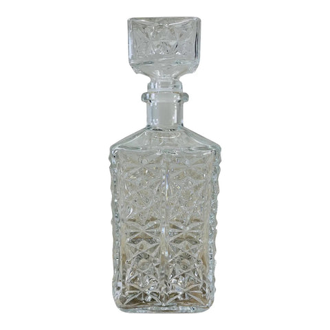 Vintage 1960s Diamond Style Square Glass Decanter