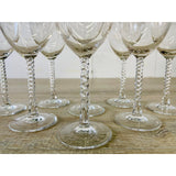 Vintage 1960s Floral Gold Rim & Twisted Stem Goblets, Set of 8