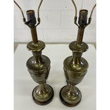 Vintage 1960s Frederick Cooper Brass & Mahogany Base Table Lamps, Pair