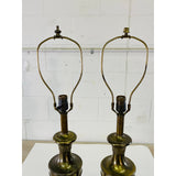 Vintage 1960s Frederick Cooper Brass & Mahogany Base Table Lamps, Pair
