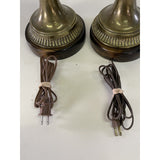 Vintage 1960s Frederick Cooper Brass & Mahogany Base Table Lamps, Pair