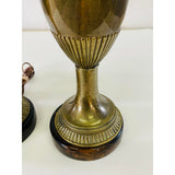 Vintage 1960s Frederick Cooper Brass & Mahogany Base Table Lamps, Pair