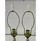 Vintage 1960s Frosted White Glass Table Lamps with Marble Bases, Pair