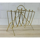 Vintage 1960s Gold Atomic Style Magazine Rack