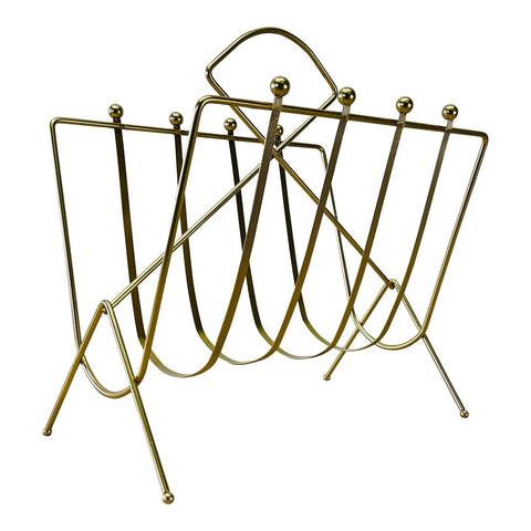 Vintage 1960s Gold Atomic Style Magazine Rack