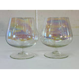 Vintage 1960s Iridescent Brandy Snifters, Pair