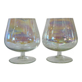 Vintage 1960s Iridescent Brandy Snifters, Pair
