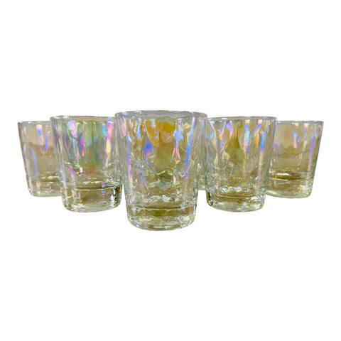 Vintage 1960s Iridescent Glass Tumblers, Set of 8