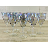 Vintage 1960s Iridescent Glass Water Stems, Set of 8