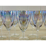 Vintage 1960s Iridescent Glass Water Stems, Set of 8