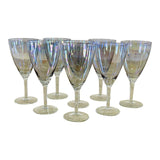 Vintage 1960s Iridescent Glass Water Stems, Set of 8