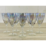 Vintage 1960s Iridescent Glass Water Stems, Set of 8