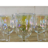 Vintage 1960s Iridescent Glass Wine Stems, Set of 6