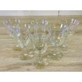 Vintage 1960s Iridescent Glass Wine Stems, Set of 6