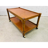 Vintage 1960s Mahogany Two-Tier Rolling Cart