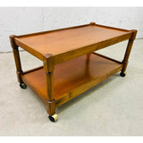 Vintage 1960s Mahogany Two-Tier Rolling Cart