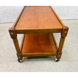 Vintage 1960s Mahogany Two-Tier Rolling Cart