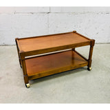 Vintage 1960s Mahogany Two-Tier Rolling Cart