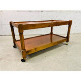 Vintage 1960s Mahogany Two-Tier Rolling Cart