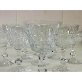 Vintage 1960s Mitred Cut Crystal Glass Coupes, Set of 9