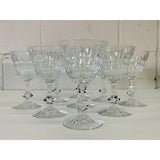Vintage 1960s Mitred Cut Crystal Glass Coupes, Set of 9