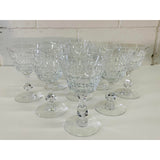Vintage 1960s Mitred Cut Crystal Glass Coupes, Set of 9